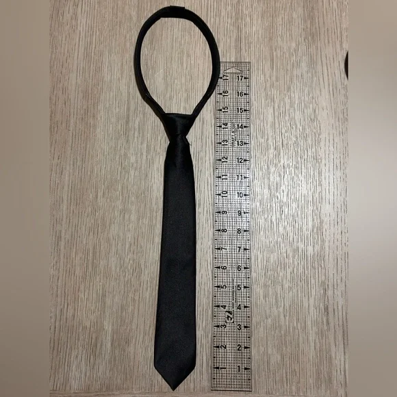 Classic Solid Pre knotted, zipper Neckties - 2 Black(2”W) & 1 Royal Blue(2.5”W) - Picture 4 of 5